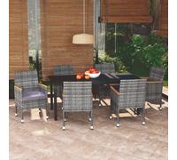 Maison Exclusive - Ensemble de salle à manger de jardin 7 pièces avec coussins en polyrotin gris