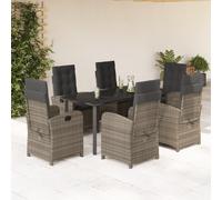 Maison Exclusive - Ensemble de salle à manger de jardin 7 pièces avec coussins gris en polyrotin
