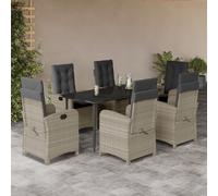 Maison Exclusive - Ensemble de salle à manger de jardin 7 pièces avec coussins, polyrotin gris clair