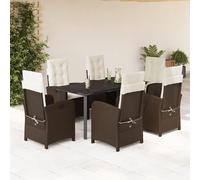 Maison Exclusive - Ensemble de salle à manger de jardin 7 pièces avec coussins, polyrotin marron