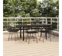 Maison Exclusive - Ensemble de salle à manger de jardin 7 pièces en polyrotin noir