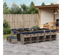 Maison Exclusive - Ensemble de salle à manger d'extérieur 15 pièces avec coussins, gris, polyrotin