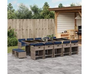Maison Exclusive - Ensemble de salle à manger d'extérieur 15 pièces avec coussins, gris, polyrotin