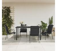 Maison Exclusive - Ensemble de salle à manger d'extérieur 5 pièces, acier noir et Textilene