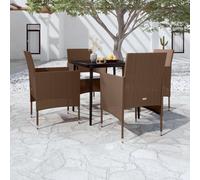 Maison Exclusive - Ensemble de salle à manger d'extérieur 5 pièces avec coussins marron et noirs