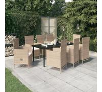 Maison Exclusive - Ensemble de salle à manger d'extérieur 9 pièces avec coussins, couleur beige