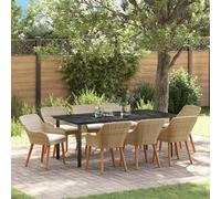 Maison Exclusive - Ensemble de salle à manger pour jardin 9 pcs Beige polyrotin