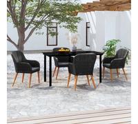 Maison Exclusive - Ensemble de salon de jardin 5 pièces avec coussins, noir