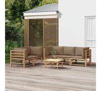 Maison Exclusive - Ensemble de salon de jardin 6 pièces avec coussins, couleur taupe, en bambou