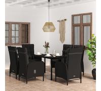 Maison Exclusive - Ensemble de salon de jardin 7 pièces avec coussins noirs