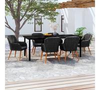 Maison Exclusive - Ensemble de salon de jardin 7 pièces avec coussins noirs