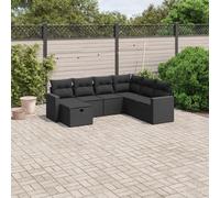 Maison Exclusive - Ensemble de salon de jardin 7 pièces avec coussins, rotin synthétique noir