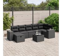 Maison Exclusive - Ensemble de salon de jardin 8 pièces avec coussins, rotin synthétique noir