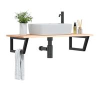 Maison Exclusive - Étagère de vasque murale acier et bois de chêne massif