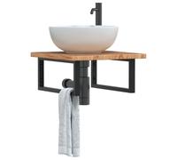 Maison Exclusive - Étagère de vasque murale acier et bois de chêne massif
