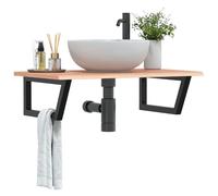 Maison Exclusive - Étagère de vasque murale acier et bois de chêne massif