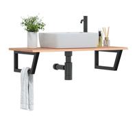 Maison Exclusive - Étagère de vasque murale acier et bois de chêne massif