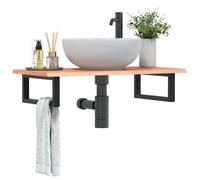 Maison Exclusive - Étagère de vasque murale acier et bois de chêne massif
