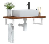 Maison Exclusive - Étagère de vasque murale acier et bois de chêne massif