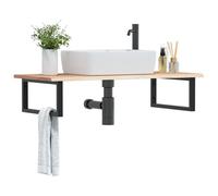 Maison Exclusive - Étagère de vasque murale acier et bois de chêne massif