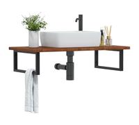 Maison Exclusive - Étagère de vasque murale acier et bois de chêne massif
