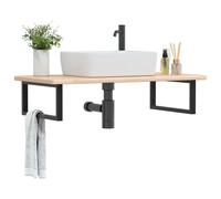 Maison Exclusive - Étagère de vasque murale acier et bois de chêne massif