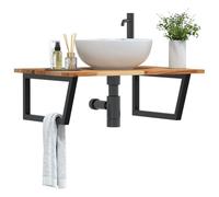 Maison Exclusive - Étagère de vasque murale acier et bois massif d'acacia