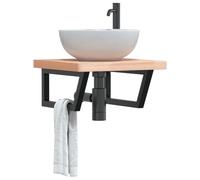Maison Exclusive - Étagère de vasque murale acier et bois massif de hêtre