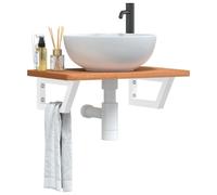 Maison Exclusive - Étagère de vasque murale acier et bois massif de hêtre