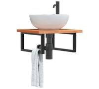 Maison Exclusive - Étagère de vasque murale acier et bois massif de hêtre