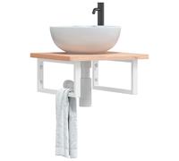 Maison Exclusive - Étagère pour lavabo, montage mural, acier et hêtre massif