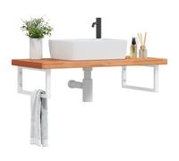 Maison Exclusive - Étagère pour lavabo, montage mural, acier et hêtre massif