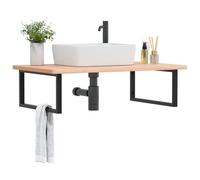 Maison Exclusive - Étagère pour lavabo, montage mural, acier et hêtre massif