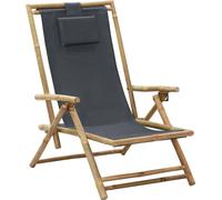 Maison Exclusive - Fauteuil de détente réglable, gris foncé, bambou et tissu