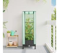 Maison Exclusive - Jardinière avec couvercle de serre et roues, couleur noire, en plastique PP