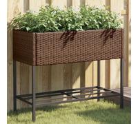 Maison Exclusive - Jardinière avec espace de rangement, en polyrotin marron