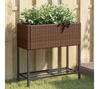 Maison Exclusive - Jardinière avec espace de rangement, en polyrotin marron