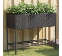 Maison Exclusive - Jardinière avec espace de rangement, en polyrotin noir