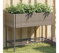 Maison Exclusive - Jardinière avec espace de rangement, gris, en polyrotin