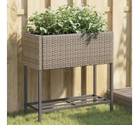 Maison Exclusive - Jardinière avec espace de rangement, gris, en polyrotin