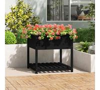 Maison Exclusive - Jardinière avec espace de rangement, noire, 82,5 x 82,5 x 81 cm, en bois massif de pin