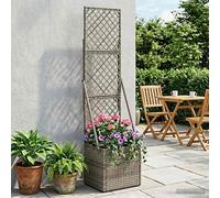 Maison Exclusive - Jardinière avec treillis, gris, 35 x 30 x 135 cm, en polyrotin