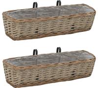 Maison Exclusive Jardinière en osier pour balcon 2 pcs avec doublure PE 60 cm