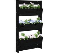 Maison Exclusive - Jardinière murale à 3 compartiments 60 x 18,5 x 110 cm Noir Bois de pin