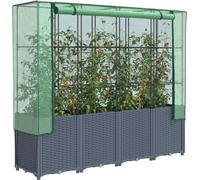 Maison Exclusive - Jardinière surélevée avec couvercle de serre, aspect rotin, 160x40x153 cm
