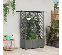 Maison Exclusive - Jardinière surélevée avec treillis et toit, couleur gris clair, dimensions 124 x 40 x 136 cm, en plastique PP