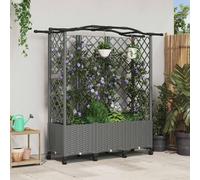 Maison Exclusive - Jardinière surélevée avec treillis et toit, couleur gris clair, dimensions 163 x 40 x 144 cm, en plastique PP