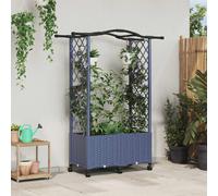 Maison Exclusive - Jardinière surélevée avec treillis et toit, couleur gris, dimensions 125 x 40 x 144 cm, en plastique PP