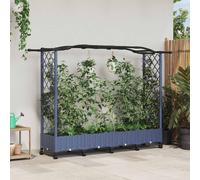 Maison Exclusive - Jardinière surélevée avec treillis et toit, couleur gris, dimensions 207 x 40 x 129 cm, en plastique PP
