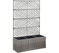 Maison Exclusive - Jardinière surélevée avec treillis pour plantes grimpantes, 3 pots, 83 x 30 x 130 cm, en résine tressée grise
